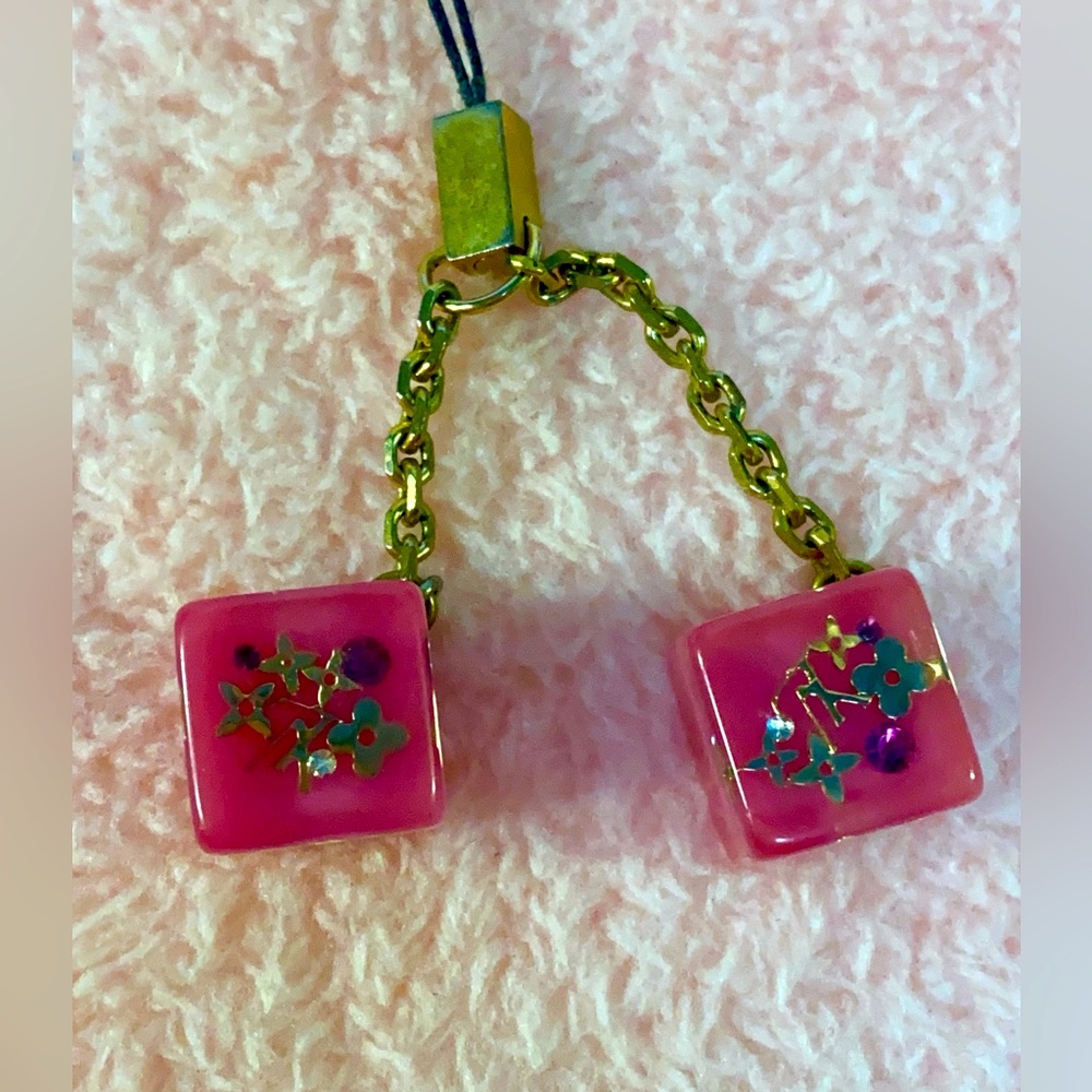 Louis Vuitton Dice Cube Inclusion Monogram Blossom Cell Phone Strap Key